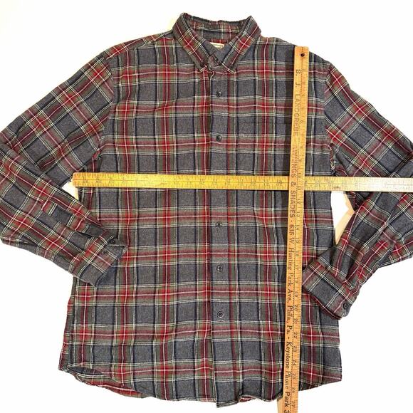 L.L.Bean Men's Scotch Plaid Flannel Shirt Slightly Fitted Medium Red Gray Tartan - Picture 3 of 5